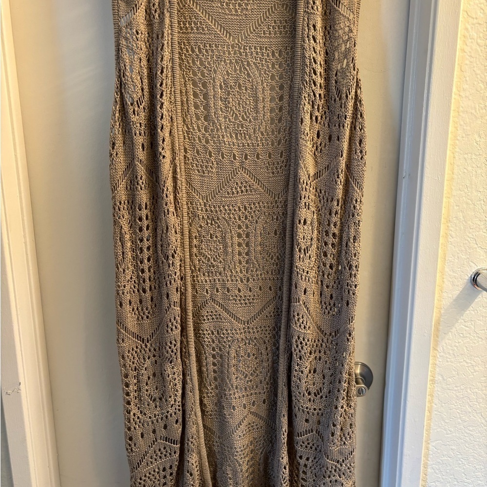 Chelsea & Theodore Tan Crochet Vest